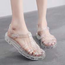 Sandalias huecas para mujer, zapatos de playa de verano informales de cristal, tipo romano, de gelatina para ir a la playa