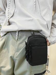 peach tree Peach Tree Men's Small Square Bag, Crossbody Bag, Waist Bag, Shoulder Bag, Phone Pouch, Coin Purse, Running Bag, Bike Bag, Fashion Solid Color Minimalist Zipper Closure Adjustable Strap Sports Casual Street Business Travel Vacation Essential Young Man Chic Square Bag