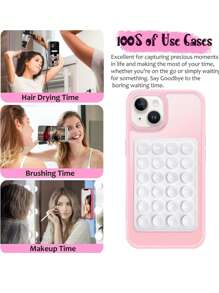 1 个硅胶吸盘手机壳支架，强力抓握支架，适合自拍和视频，免提粘性手机手柄，兼容 iPhone 和 Android 设备