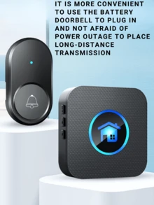 1 Set Of Wireless Music Doorbell, Home Doorbell Range 1,000ft, 5 Volume Levels, With 55 Door Chime Tones And LED Flash Light (Classic Doorbell Kit: 1 Button And 1 Receiver)