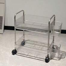 1pc Transparent Acrylic Storage Cart, Kitchen, Living Room, Bedroom, Multi-Layer Cart Storage Rack,Mobile Transparent Storage Rack, Small Cart, Cosmetics, Bedroom Bookshelf, Living Room Snacks, Multi-Layer Storage Rack, Bathroom Outdoor Decor