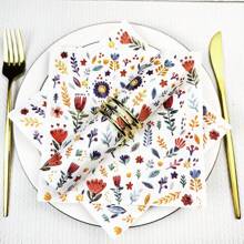 20 件 13 * 13 英寸一次性多色花叶图案餐巾，用于生日派对、家庭聚会、婚宴、酒店和餐厅装饰纸