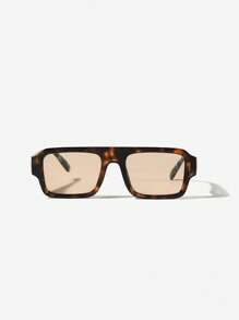 1 pièce Lunettes de mode avec monture noire rectangulaire, style décontracté pour homme. Convient pour les activités de plein air