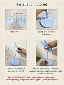 Cute Cell Phone Stand For Desk, Adjustable Bunny Phone Holder - Perfect Student Desktop Companion For Slouchy Days, Desk Accessories Cell Phone Stand, Angle Height Adjustable Bunny Phone Stand For Desk, Cute Rabbit Phone Holder Stand Travel Accessories Travel Must Haves Beach Vacation Summer Holiday School Accessories Back To School Supplies Stuff - Multicolor - View 5