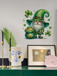 1pc St. Patrick's Day Dwarf Decal - Self-Adhesive Waterproof PVC Sticker With Herringbone Pattern, Square Shape For Bathroom, Window, Fridge & Ceramic Surface Decor Gifts Birthday Graduation Room Decor Home Decor Wall Decor Bathroom Decor Bedroom Decor Room Decoration Stuff Living Room Decor House Decor Home Decor Living Room Wall Art Wall Paper Stickers