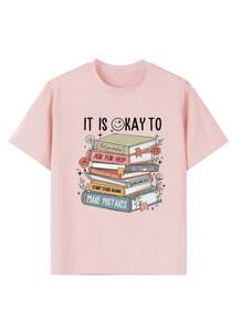 Back To School Season A Casual Printed Round Neck Pullover Short Sleeved T-Shirt For Girls In Summer,School Clothes For Teens - Love To Go To School And Read A Book Loving And Artistic Style T-Shirt For Girls To Inspire Imagination And Self-Expression! Kids Clothes Girls Graphic Tees Summer Tops Tween Girl Clothes