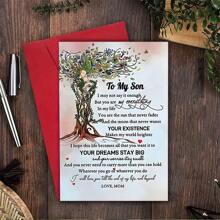 1 张带信封的真挚儿子生日贺卡 - 励志树设计，适合所有年龄段的感伤信息，非常适合生日庆祝活动，12 厘米 X 17 厘米，生日礼物