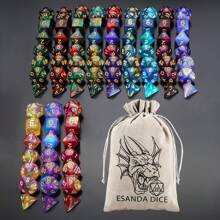 Polyhedral D & D Dice For RPG MTG -- Perfect For Role-Playing Board Games, Gray Drawstring Bags, And The Perfect Gift For Thanksgiving