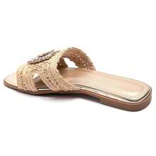 Women's Rhinestone Decorated Casual Fashionable Flat Sandals - Beige - View 4