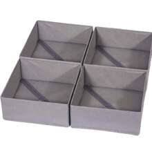 1/4 件装可折叠布料收纳盒衣柜梳妆台抽屉整理器织物篮子收纳箱容器隔层适用于衣服内衣胸罩袜子服装