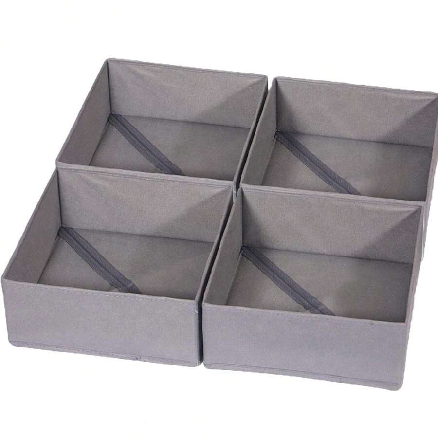 1/4 件装可折叠布料收纳盒衣柜梳妆台抽屉整理器织物篮子收纳箱容器隔层适用于衣服内衣胸罩袜子服装