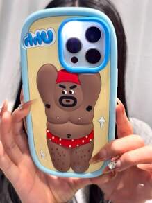 Abstract Funny Cartoon "Overweight Uncle" Pattern Soft Silicone Protective Phone Case Compatible With IPhone 16 Pro Max, 15, 14 Pro, 13 Pro, 12, Couple Style, Shockproof