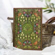 1pc,2pcs, 256Pages,Butterfly Flower Vintage Colored Pages Hardcover,Golden-Plated Laser Foil Stamped Diary,Bookmarked With Vintage Handbook,Suitable For Portable Notebook, Perfect Gift