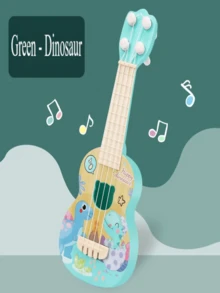 1pc卡通儿童吉他早教小吉他音乐教育启蒙玩具儿童音乐游戏学习玩具初学吉他尤克里里乐器玩具适合男孩女孩生日礼物音乐教育启蒙礼物 (注：部分配件颜色随机发送) - 彩色 - 查看 9