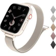 Apple Watch Band, Gold Apple Watch Band, Slim Milanese Loop Compatible With Apple Watch Band For Women 40mm 41mm 38mm 42mm 44mm 45mm 49mm 46mm, Stainless Steel Magnetic Mesh Strap Work On Apple Watch Bands Series 10 9 8 7 6 5 4 3 2 1 Ultra SE