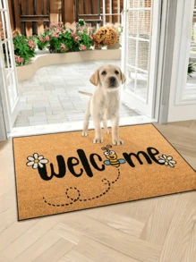 1pc Lightweight Polyester Fiber Doormat, Style, Stain & Wear Resistant Carpet For Living Room, Kitchen, Dining Room, Hallway Entryway, Home Decor Carpet, Holiday Decoration Carpet [Warm Tip: 3D Printing Effect, Not Uneven Coconut Coir, Lightweight Polyester Fiber Material]