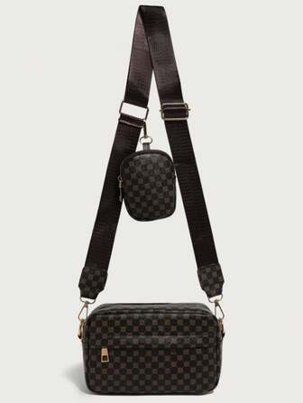 Retro Print Crossbody Bag - Fashionable Shoulder Bag With Mini Pouch - Stylish Sling Bag For Everyday Use