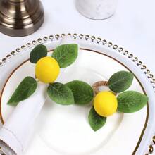 1/2/4PCS Handmade Napkin Rings, Yellow Lemon, Realistic Lemon Napkin Rings For Weddings, Dinners, Banquets And Napkin Holders.
