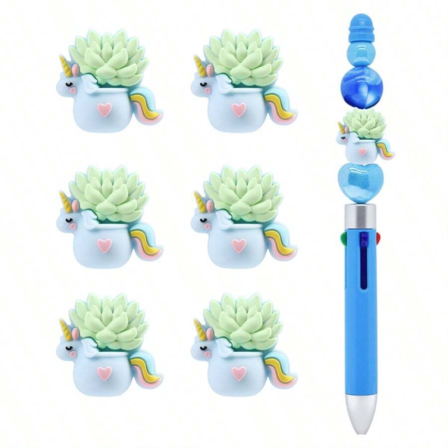 6 pièces/set Petites perles en silicone en forme de cheval, perles gonflées en silicone, perles en silicone lâches pour artisanat DIY, couronnes, porte-clés, cordons, colliers, bracelets, fabrication de bijoux, arts et artisanat faits à la main