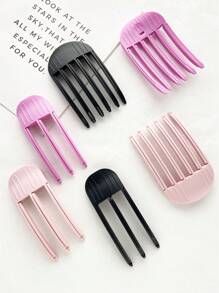 2pcs Women's Resin 6-Tooth And 3-Tooth Claw Hair Clips, Minimalist Daily Hair Styling Tools, Slouchy Front Hair Bangs Shaper For Voluminous Root