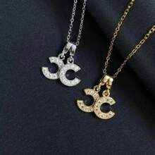 1 pieza Collar con letra C doble pequeña, collar gargantilla de diseño único, elegante y minimalista, versátil - Collar CC - Ver 6
