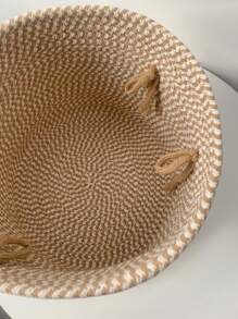 1pc Handmade Woven Storage Basket, Desktop Organizer For Cosmetics, Lipstick, Keys, Remote Controls, Kids Snacks And Toys