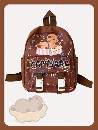 1 Pc Large-Capacity Cute Capybara Pattern School Bags.Lively Student Bag With Multi Pockets.Fashionable School Bag.Practical Handbag .Personalized Lightweight School Backpack.Portable Backpack With Multi Compartments.