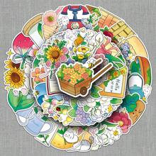 50 piezas de pegatinas con dibujos de flores y dibujos animados para decorar cuadernos, autos y botellas de agua