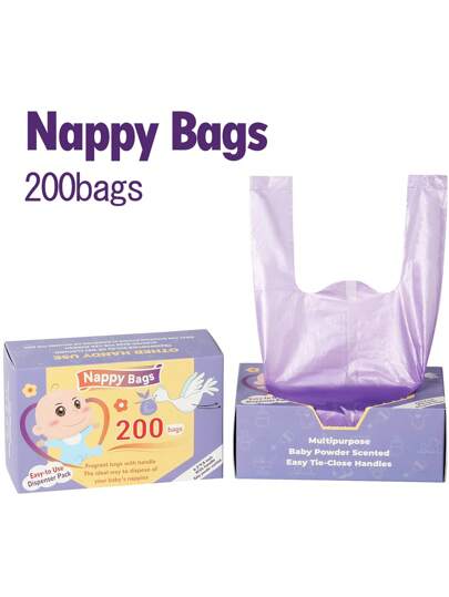 1 Box Unisex Baby Diaper Disposal Bags, 200pcs