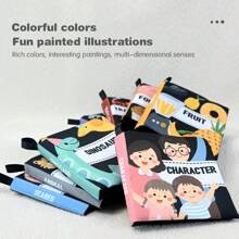1pc Baby Crinkle Paper Book With Cartoon Black & White Pattern Cover, Handprint Sensory, Tear-Resistant, Early Learning & Cognitive Toy, Gift For Newborns