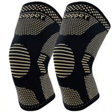 2 piezas de mangas de rodilla de fibra de cobre para hombre y mujer, negro, tallas S/M/L/XL/2XL, accesorios de gimnasio rodillera deportiva de fitness con protección de iones de cobre