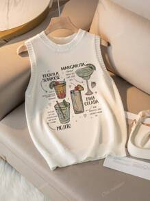 Nouveau débardeur pour femmes à col rond, motif imprimé de champagne, pour le printemps et l'été. T-shirts d'été blancs, simples et élégants, convenant pour la navette, hauts d'été pour femmes