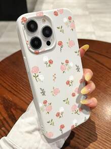 Flower 1pc Rose & Ditsy Floral Pattern White Jelly Protective Phone Case, TPU Material Anti-Drop Lightweight Protective Cover Compatible With IPhone 16/11/13/15/15 Plus/15 Pro/15 Pro Max/12/14 Pro Max/XS/XR/11 Pro/11 Pro Max/12 Pro/12 Pro Max/13 Pro/13 Pro Max/14 Pro/14 Plus/7/8 Plus - White - View 2