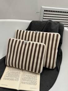 多色条纹灯芯绒笔记本电脑内胆包 11 英寸/14 英寸，通勤尺寸笔记本电脑包