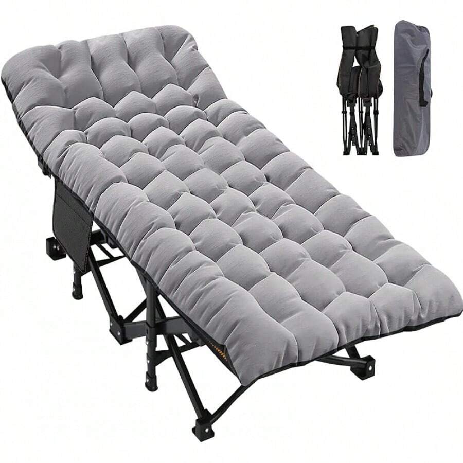 ABORON Oversized XXL Folding Camping Cot W/Mat For Adults, 78" L X 32" W X 18" H, Heavy Duty Outdoor Bed With Carry Bag,1200 D Layer Oxford Travel Camp Cots - U 炭灰色 - 查看 1