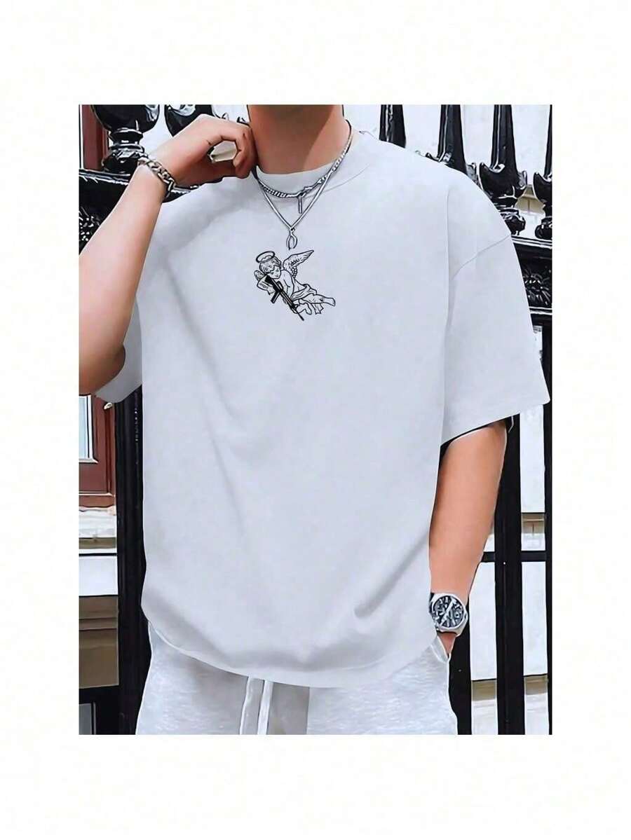 Men's Oversized Angel T-Shirt 100% Cotton Fast Shipping Anime Design