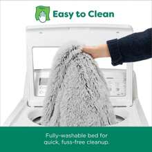 30" Round Calming Donut Dog Bed - Shaggy Plush Long Faux Fur, Refillable With Removable Washable Cover, Mist Gray, Medium ( To 45 Lbs) - Pet Bed & Nest Pad