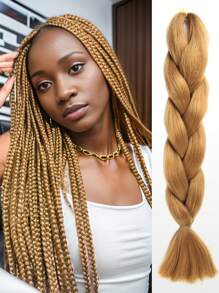 1条24英寸100克/条巨型编织接发，颜色可选：棕色、粉色、金色、紫色、蓝色、绿色、红色、灰色，适合女性日常、节日、派对、圣诞节、音乐节、嘉年华、新年等场合，可作为礼物赠送。YAKI纹理。