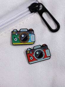 1pc Personalized Retro Camera Shaped Metal Alloy Badge, Fashionable Casual Accessory, Couples Gift Pin - Multicolor - View 8