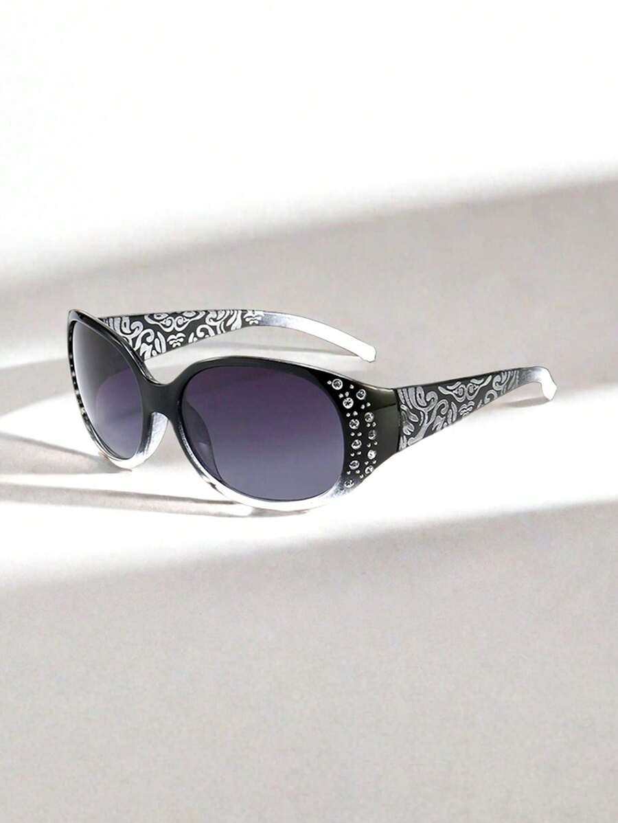 1 chiếc kính vuông nhỏ họa tiết hoa Y2K thời trang dành cho nữ, thích hợp để đeo hàng ngày và dự tiệc khi đi nghỉ hè ở bãi biển, ngoài trời, du lịch - Đen sang xám - Xem 1