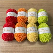 8 件/400 克优质闪亮雪尼尔纱线组合，用于钩针编织、针织 DIY 产品（包、帽子、装饰品、毛毯）、手工 DIY 圣诞礼物、柔软毛绒人造毛皮睫毛纱，配 3 毫米钩针（1 件 = 50 克 = 90 米 = 1.76 盎司 * 8 件） - 彩色 - 查看 18