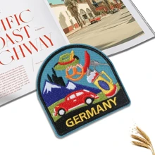 1 pièce Patch brodé vibrante avec motif de voiture, montagne et chope de bière - Applique thermocollante ou à coudre pour DIY sur vêtements, robes, chapeaux, jeans - Cadeau parfait pour les voyageurs et les passionnés d'artisanat