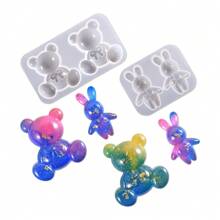 1件DIY水晶滴胶首饰模具蝴蝶结卡通站姿兔子坐姿熊/整页熊/站姿兔子坐姿熊硅胶模具