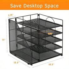 Organizer a 5 livelli in cartone per documenti con portafile, scatola di archiviazione per la scrivania e organizer per forniture per ufficio, accessori per la scrivania e area di lavoro, forniture scolastiche, back to school