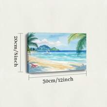 1 Pc, A Beach Scene With Watercolor And Ink Illustrations, Original, Canvas, Wall Art, Living Room Wall Decorations, Bedrooms, Bathrooms, Frame Poster Art Prints, Hanging Paintings, Home Decoration, Festivals. Home Decoration Fe 1 - 彩色 - 查看 7