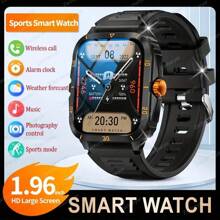 1,96 Zoll Smartwatch für Männer für den Outdoor-Bereich, geeignet als Fitness-Uhr für Smartphones, extra lange Akkulaufzeit, kabellose Anrufe, über 100 Sportmodi/langanhaltend Akku/Musiksteuerung/Nachrichtenbenachrichtigung/Geschenk