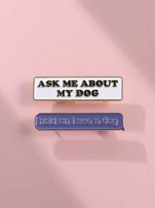 1 件简单有趣的口号系列胸针，独特的个性化几何金属徽章装饰 - 彩色 - 查看 3