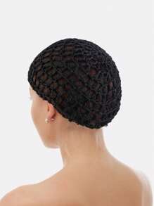 1pc Women's Fashion Hollow Crochet Silk Satin Headband Hair Sleep Cap - Pink - View 2