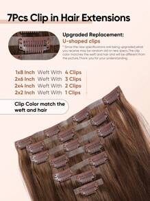 jessie's wig Tóc giả Jessie 7 món kèm 16 kẹp, tóc nối thẳng, tóc thật tự nhiên, tóc nguyên chất, tóc nối hai lớp, thích hợp sử dụng hàng ngày cho nữ, dễ dàng đeo. - S4 - Xem 3