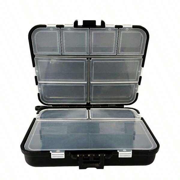 1 pieza Caja de señuelos de pesca de doble capa con divisores ajustables, caja de almacenamiento de herramientas de pesca multifuncional de gran capacidad para exteriores